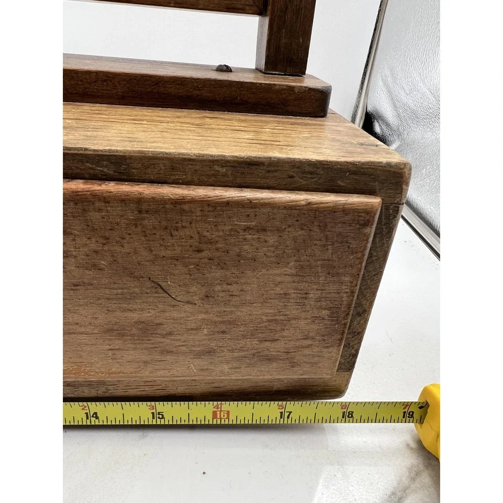 Antique Wood Shaving Mirror Tabletop Vanity Tilting Dresser Mirror 2 Drawers